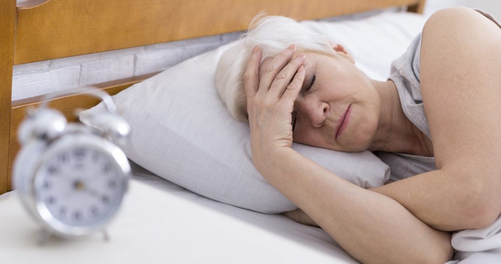 Senior women struggling to sleep